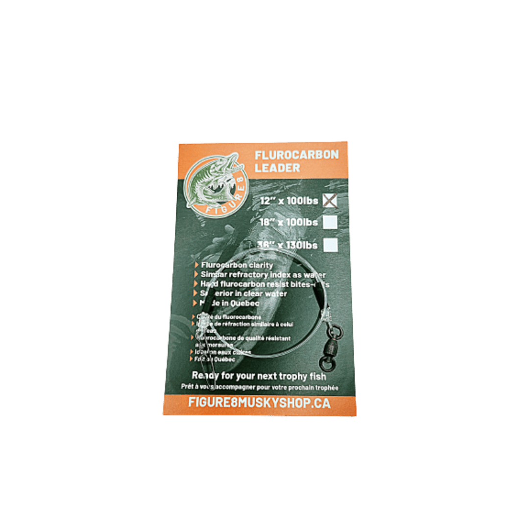 5-Pack 40lb Fluorocarbon Fishing Leaders For Musky Pike, 18 Inch, Clear, Saltwater & Freshwater Ice Fishing
